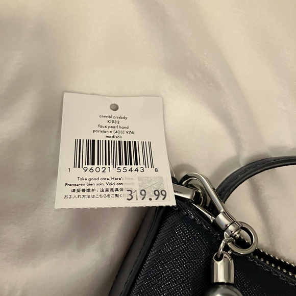 kate spade NWT Navy Saffiano Pearl-Accent Convertible Crossbody Bag - Picture 2 of 6